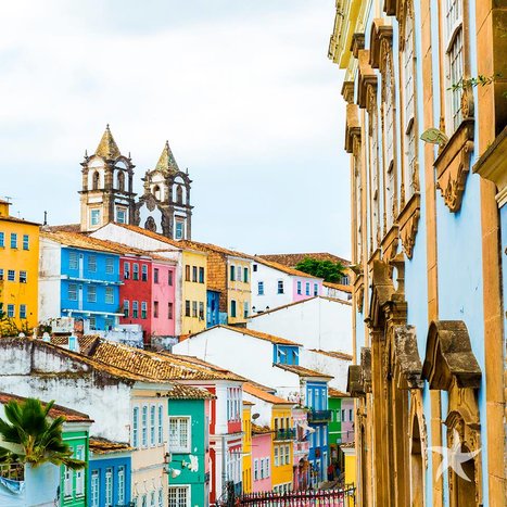 Painted facades in Salvador's historic center