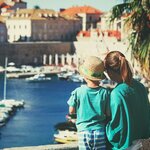 Mother and son looking at Dubrovnik, Croatia