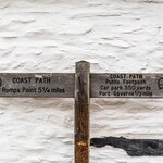 A signpost on the northern Cornwall portion of the South West Coast Path