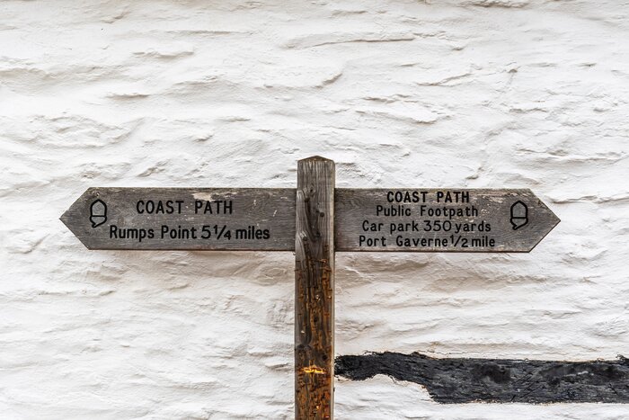 A signpost on the northern Cornwall portion of the South West Coast Path