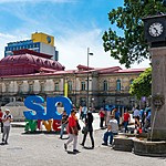 Afternoon scene in front of the National Theater of Costa Rica