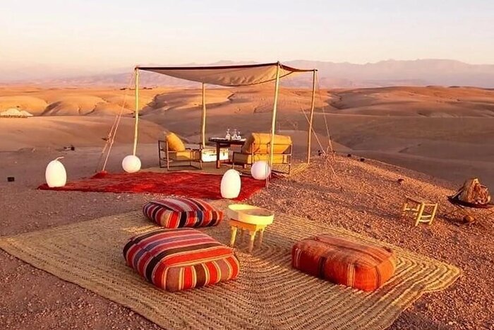 Drive from Imlil to Agafay Desert via Ourika Valley & Agafay Camel Riding