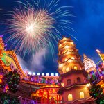 Kek Lok Si Temple lit up for Lunar New Year, Penang, Malaysia