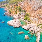 Discover hidden coves and rocky beaches on the island of Hvar