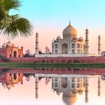 Sunrise over the Taj Mahal in Agra