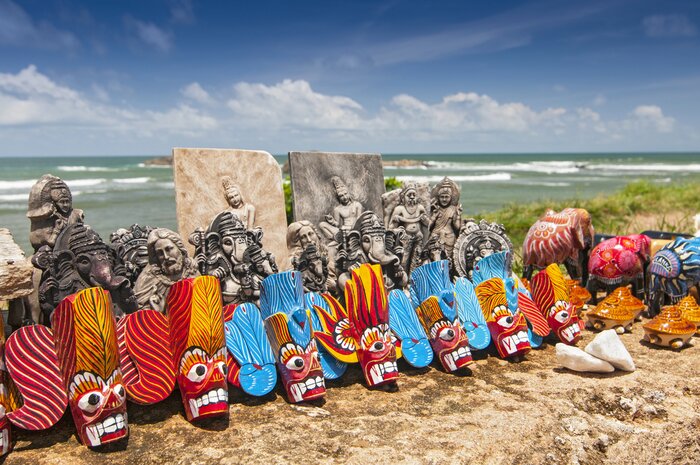 Traditional carved masks in Galle