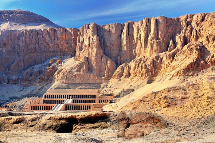 Discover the Deir-al-Bahri (Temple of Hatshepsut) opposite Luxor, on a Cairo and Nile cruise adventure