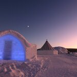 Take in an Arctic sunset and cozy inside Sweden's iconic Jukkasjärvi Ice Hotel, near Kiruna