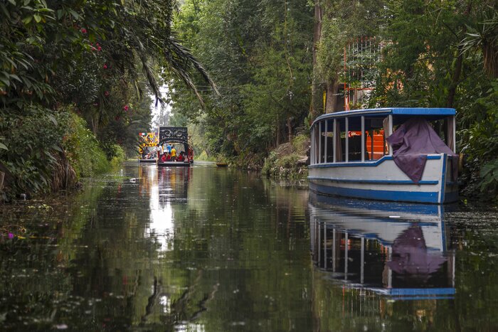 Board a "trajinera" and cruise historic canals in the capital's neighborhood of Xochimilco