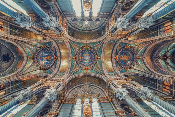 Inside the Basilica of Notre-Dame de Fourviere in Lyon, France