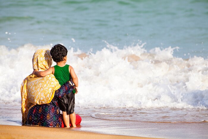 Watching the waves roll in on Unawatuna Beach