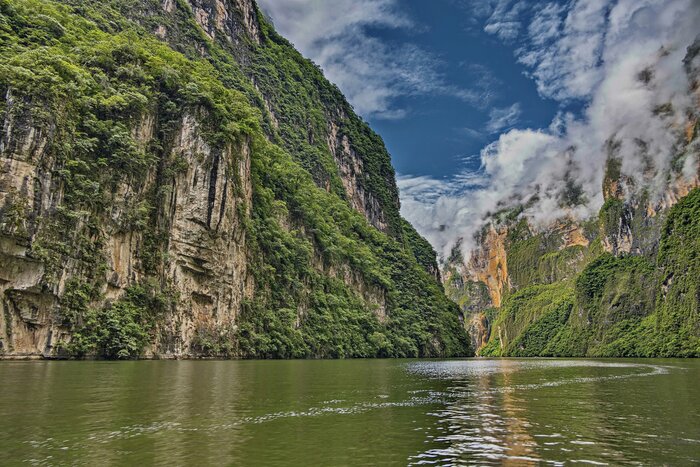Take a scenic boat tour through the Sumidero Canyon in Chiapas