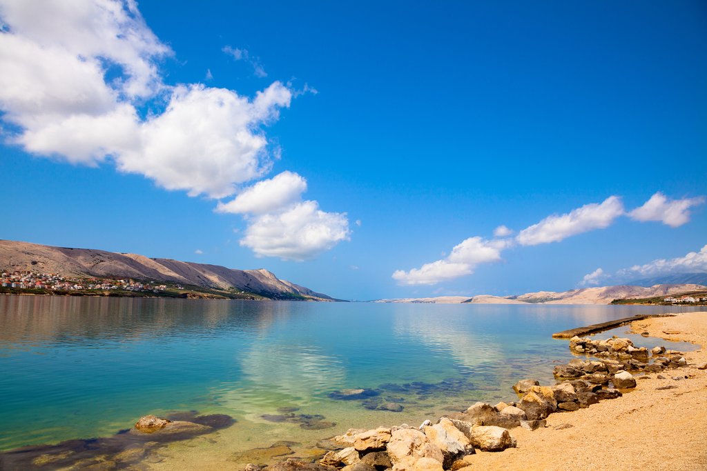 Pag Island landscape and Pag Town