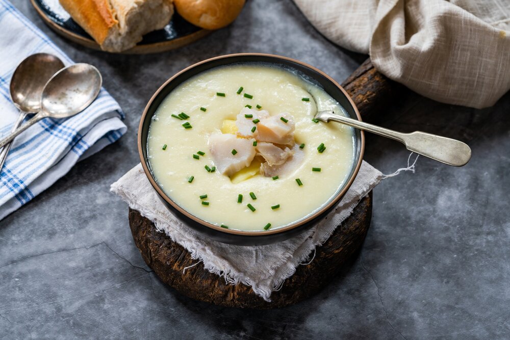 Cullen skink - traditional Scottish soup made of smoked haddock, potatoes and onions