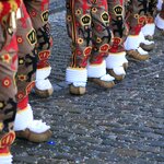 The Gilles arrive on Grand Place for the Binche Carnival in March