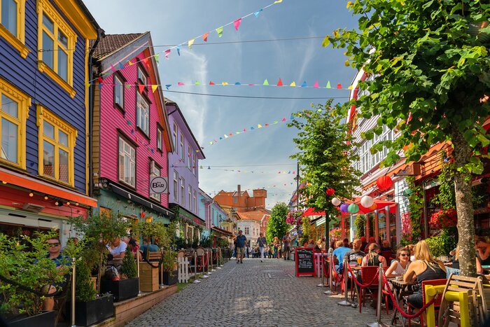 Discover the multicolored buildings of Stavanger's Old Town
