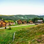  Framehouses with grass on the roof, Geilo, Norway