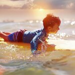 Ride the waves at sunset