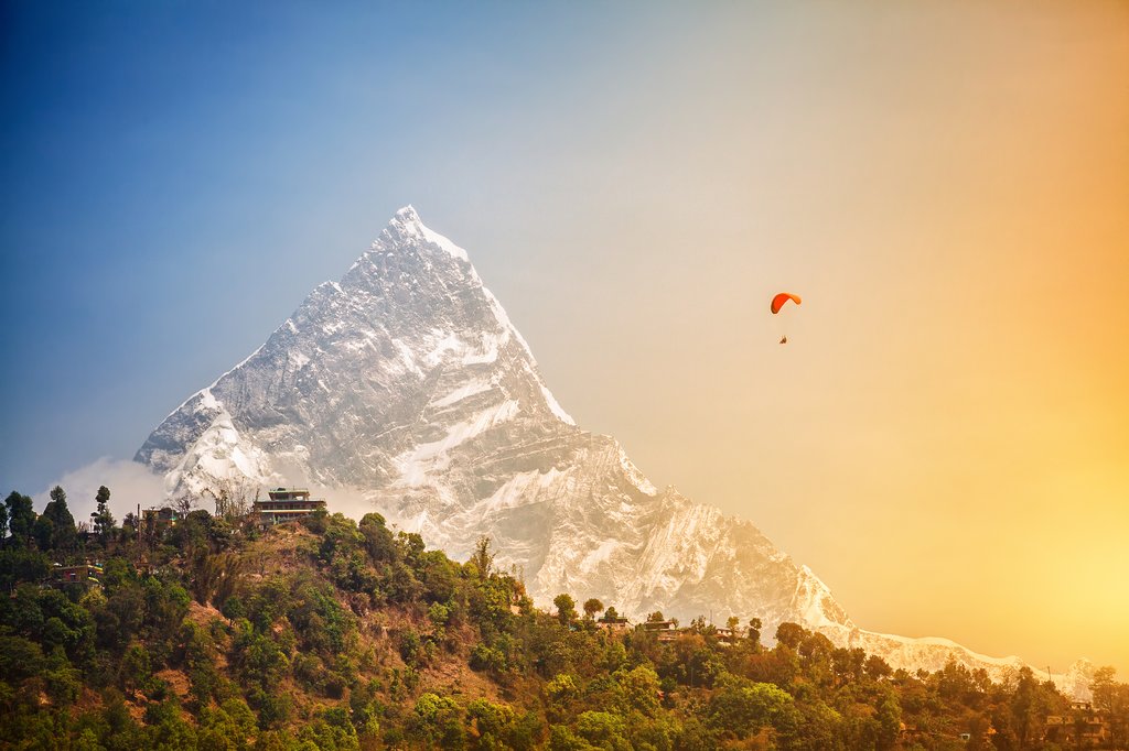 Paragliding near Machhapuchhre near Pokhara