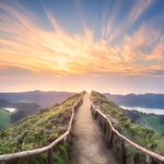 Sunset over the lagoons of São Miguel Island in the Azores