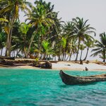 Fishing boats and palm trees in Panama