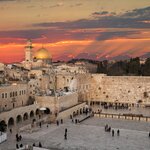 Skyline of the Old City at the Western Wall and Temple Mount in Jerusalem, Israel