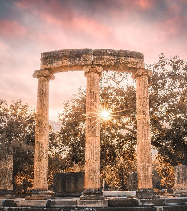 Ancient columns stand in Olympia