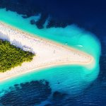 Stunning aerial shot of Zlatni Rat beach