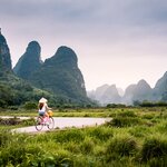 Cycle through Yangshuo's picturesque countryside, enjoying views of the karst mountains