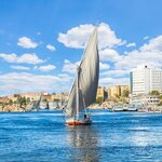 Traditional sailboats on the Nile at Luxor