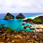Praia dos Porcos and Ilha Dois Irmãos in the archipelago of Fernando de Noronha