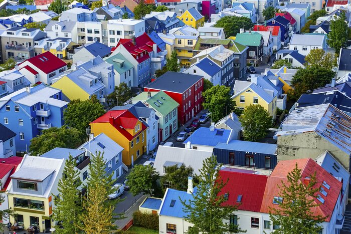 Colorful corrugated metal homes of Iceland's Reykjavík