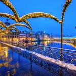 Luzern's waterfront comes alive with lights in the winter season