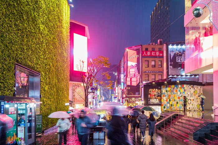 Immerse yourself in the lively vibe of Myeong-dong shopping street in Seoul