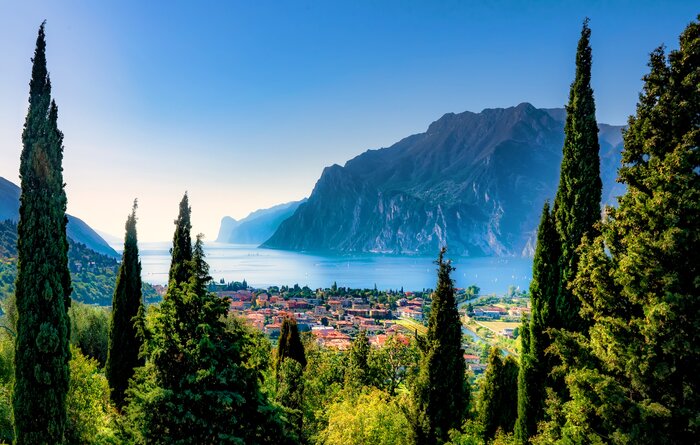 Beautiful aerial view of Torbole, Lake Garda