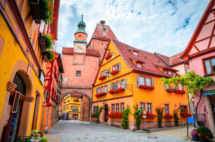 Stroll through the charming cobbled streets and historic architecture of Rothenburg ob der Tauber