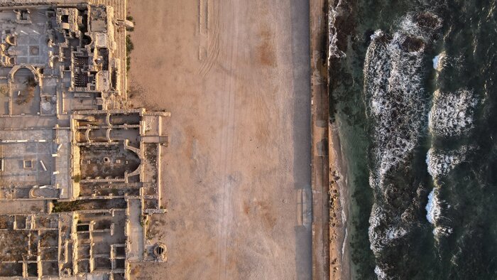 Check out the ancient ruins of the old port in Caesarea National Park, Northern Israel