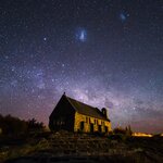 The Church of the Good Shepherd with the Milky Way in the background