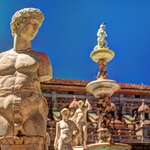 Fontana Pretoria, the famous Baroque "fountain of shame" resides in Piazza Pretoria, Palermo