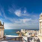 Aerial view of the Bay of Cádiz from Levante Tower, Cádiz Cathedral