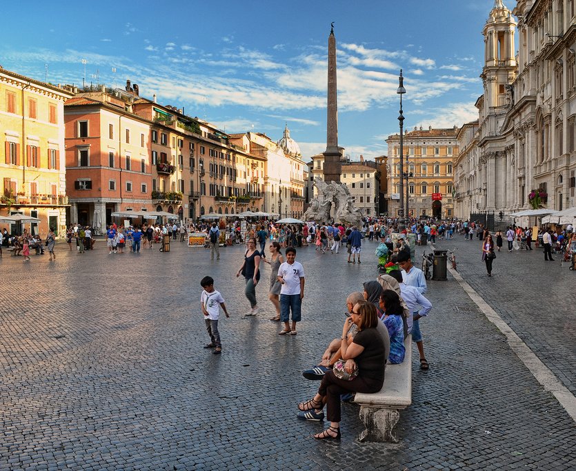 Taking a break in Piazza Navona, Rome