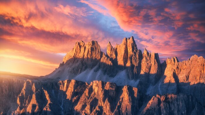 Sunset over the Dolomites, Italy