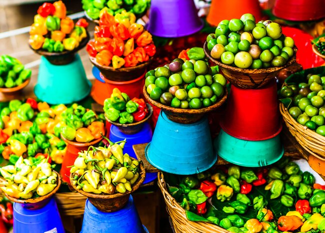 Vibrant colors at a market in San Cristóbal de Las Casas