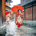 "Maiko" (apprentice geishas) walking through the streets of Kyoto