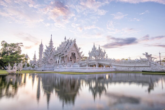 Explore Chiang Rai's Wat Rong Khun or "White Temple" in Northern Thailand