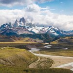 Aerial view of Monte Fitz Roy and Las Vueltas River