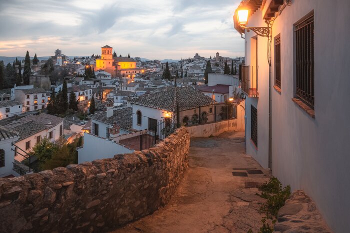 Church of San Salvador in the historic Moorish or Arab Quarter (Albaicín) in Granada