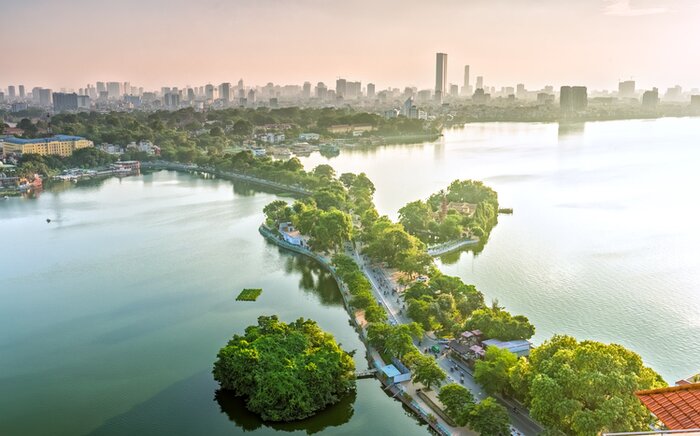 The bridge to West Lake in Hanoi