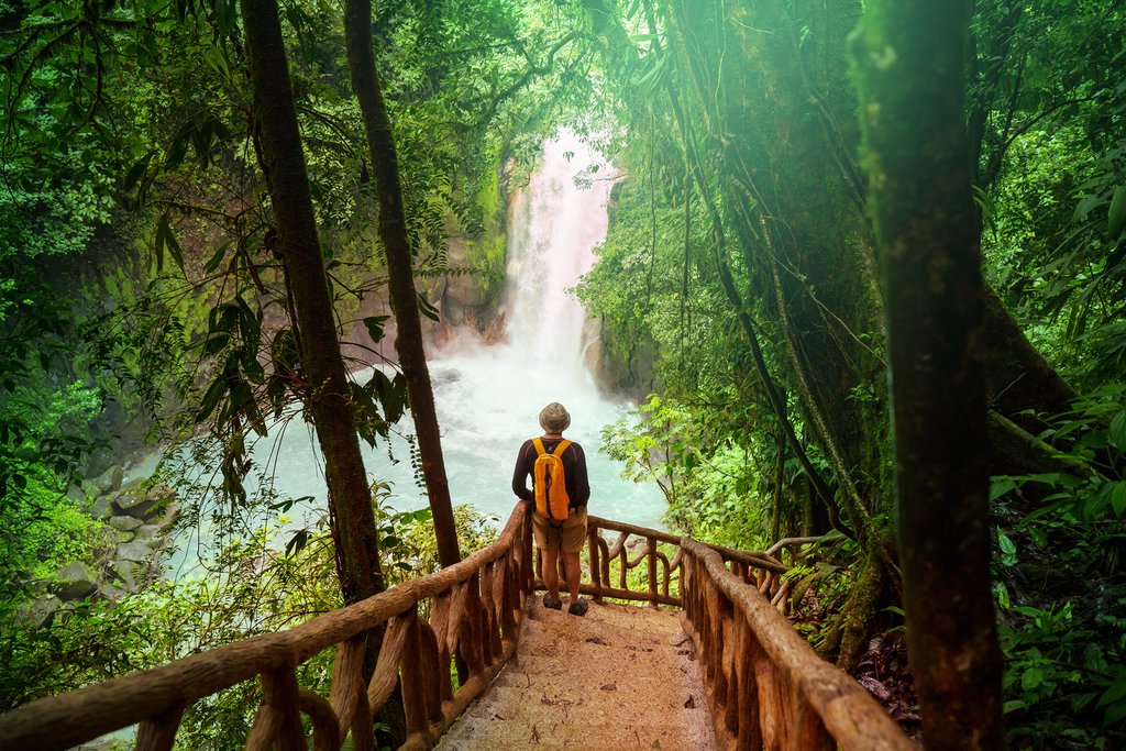Hiking to waterfalls in the rainforests of Costa Rica