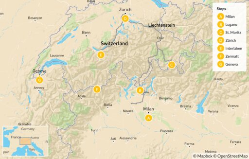Map Winter Escape to the Swiss Alps - 10 Days